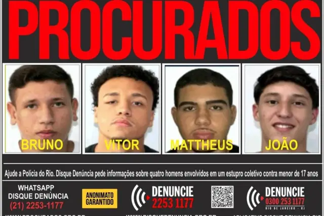 Jovens réus por estupro coletivo de uma adolescente de 17 anos em Copacabana, no Rio de Janeiro 