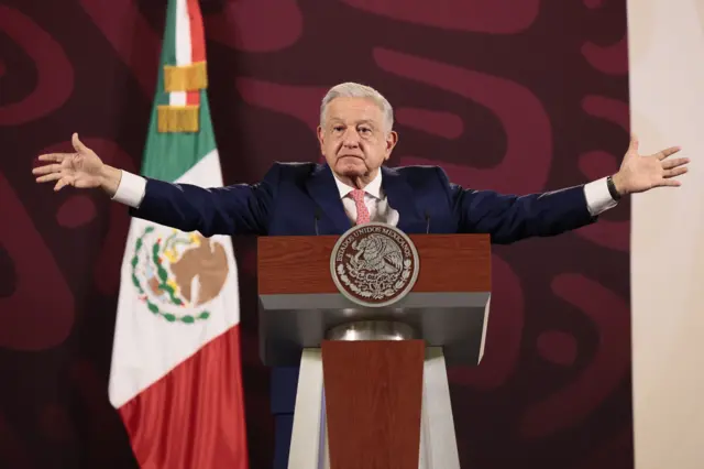 López Obrador durante la rueda de prensa del martes.