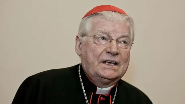 Cardinal Angelo Scola attends the opening of the crypt of Santo Sepolcro, in Milan in 2016
