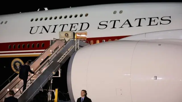 Trump then boards the Qatar-gifted jet in the UK