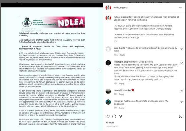 Ikede ti ajọ NDLEA fisita