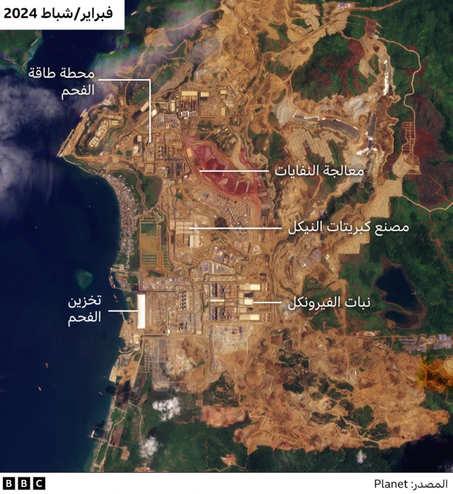 خريطة توضيحية لمناجم التعدين في المنطقة