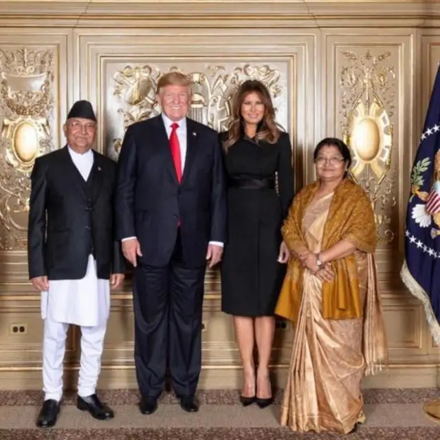 सन् २०१८ मा राष्ट्रसङ्घको महासभामा भाग लिन जाँदा ट्रम्पले दिएको भोजमा सहभागी प्रधानमन्त्री ओली