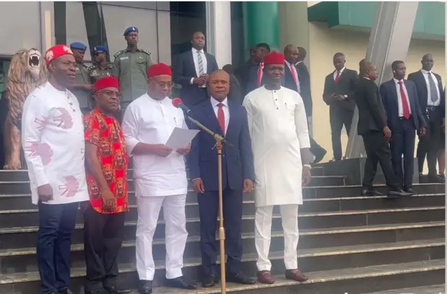 Charles Soludo, Alex Otti, Hope Uzodimma ,Peter Mba na Francis Nwifur