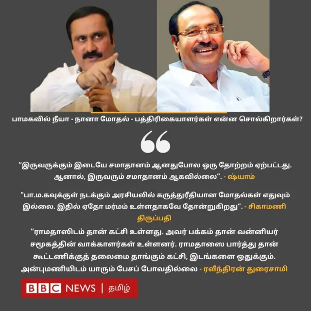 பாமக, ராமதாஸ், அன்புமணி ராமதாஸ், உட்கட்சி மோதல், பாட்டாளி மக்கள் கட்சி