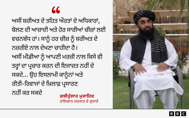 ਤਾਲਿਬਾਨ ਸਰਕਾਰ ਦੇ ਬੁਲਾਰੇ ਜ਼ਬੀਹੁੱਲਾਹ ਮੁਜਾਹਿਦ ਵੱਲੋਂ ਕੀਤੀ ਟਿੱਪਣੀ
