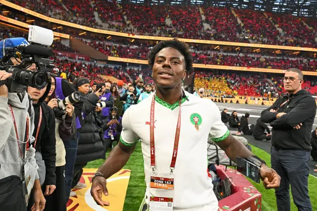 Le youtubeur et streamer américain IShowSpeed ​​assiste à la finale de la Coupe d'Afrique des Nations (CAN) de football entre le Sénégal et le Maroc au stade Prince Moulay Abdellah de Rabat le 18 janvier 2026.