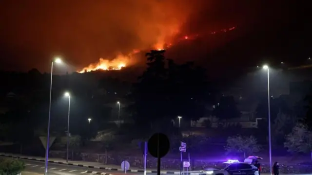 View of the fire in the municipality of Vall d'Uixò, Castellon, Spain 