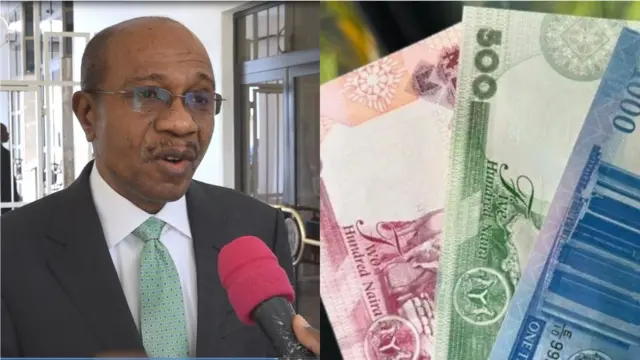 Aworan gomina banki CBN Godwin Emefiele ati aworan naira tuntun