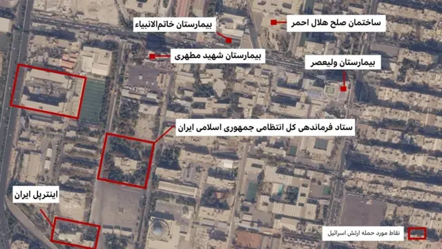 نقشه محوطه ستاد فرماندهی کل انتظامی جمهوری اسلامی ایران و مراکز درمانی کنارش