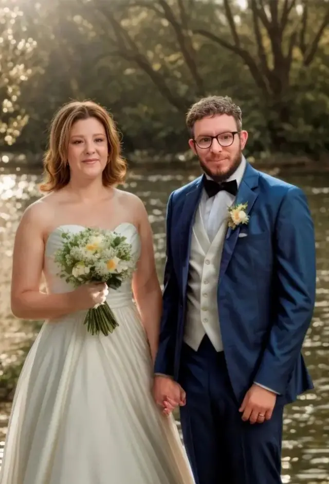 Katie Enell, l'une des dix personnes photographiées pour l'exposition, apparaît avec son partenaire le jour de leur mariage en 2025.