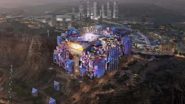 Istaadiyeemii ilma mootii, Mohaammad bin Salmaan dhagaa qarqara qaama bishaanii gubbaatti, lafa irraa m200 ol ka'utti ijaarama