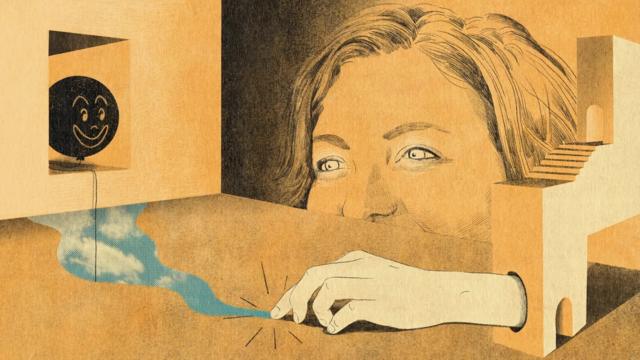 Ilustração representando sonho, com uma mão saindobrazino 777 entrar na minha contauma parede, uma mulher observando um cenário psicodélicobrazino 777 entrar na minha contauma casa e uma bexiga preta dentrobrazino 777 entrar na minha contaum quadrado na parede