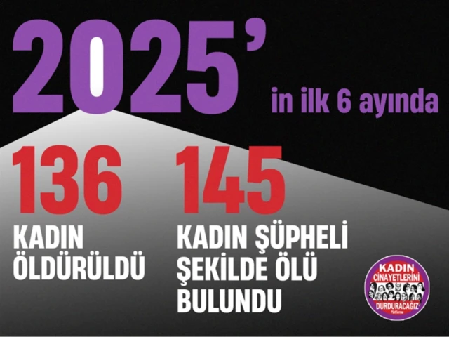 2025 yılında öldürülen kadınların sayısını gösteren bir poster