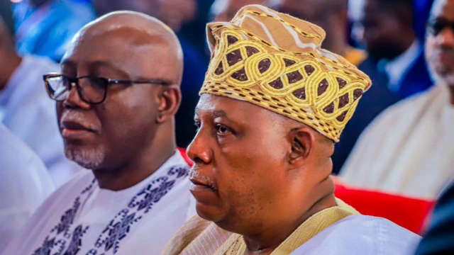 From left to right Ondo state Govnor Lucky Aiyedatiwa and Nigeria Vice President Kashim Shettima