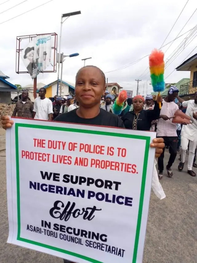 A protester in Asaei Toru