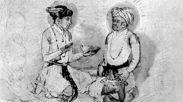 সম্রাট আকবরের সঙ্গে পুত্র জাহাঙ্গীর