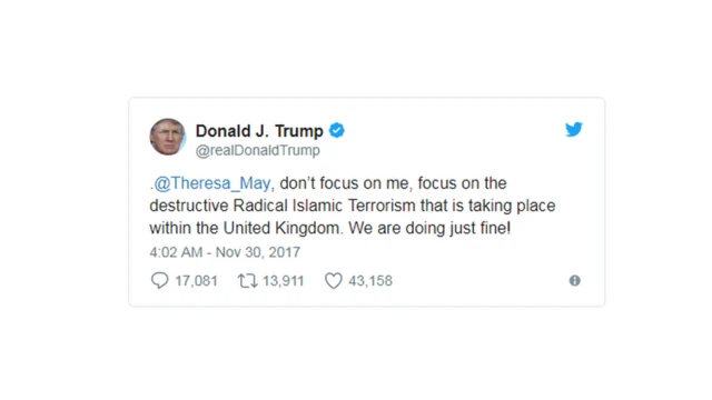 Ubutumwa bwa Twitter bwanditswe na Trump