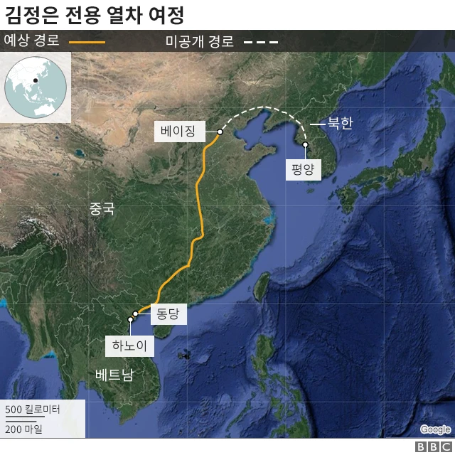 (캡션) 김정은 열차 경로