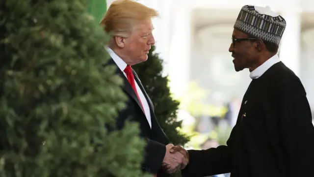 Shugaba Trump na shugaba Muhammadu Buhari na gaisawa