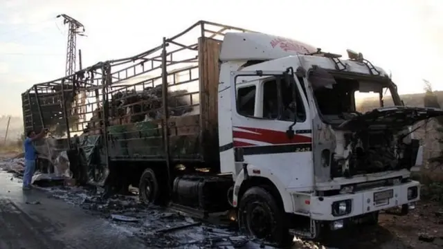 атакованный под Алеппо гумконвой