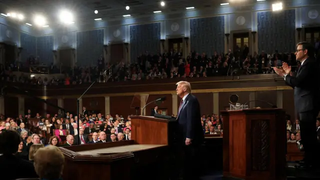 این اولین حضور دونالد ترامپ در کنگره آمریکا پس از بازگشت به کاخ سفید بود