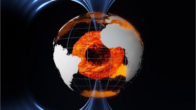 Ilustração da Terra com seus campos magnéticos