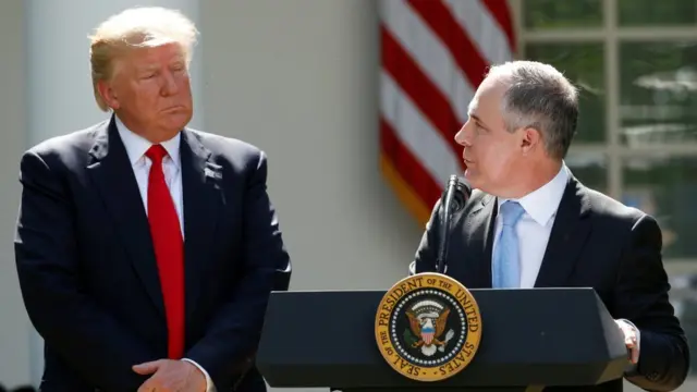 Donald Trump en la Casa Blanca después de anunciar el retiro de Estados Unidos.