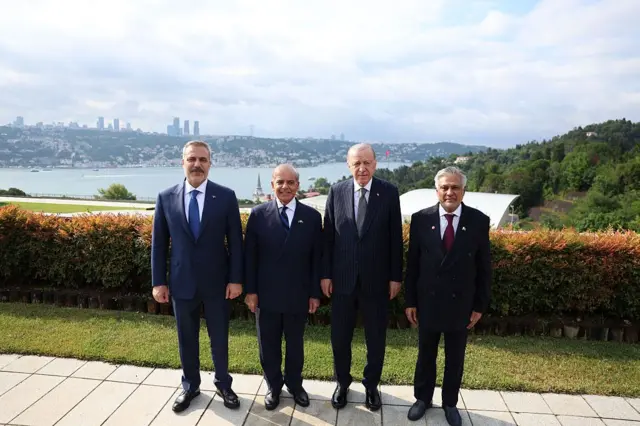 Turkish President Recep Tayyip Erdogan holds bilateral and interdelegation meetings with Pakistani Prime Minister Shehbaz Sharif at the Vahdettin Mansion in Istanbul, Turkiye, on July 4, 2026.