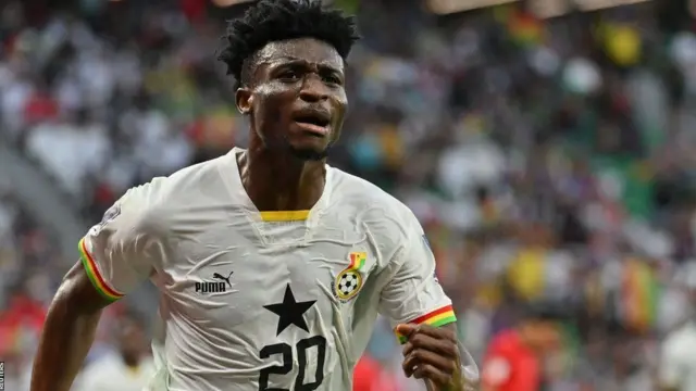 Mohammed Kudus celebrate scoring for Ghana against South Korea for di 2022 World Cup