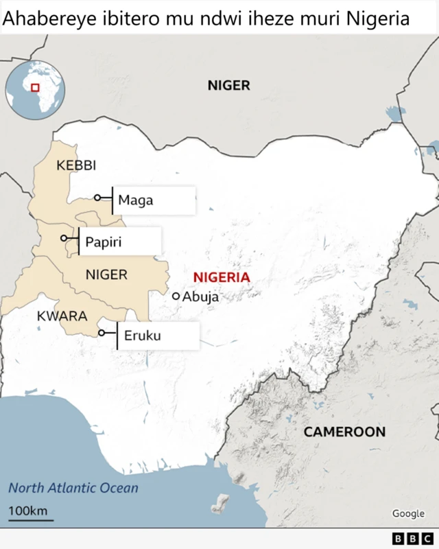 Ikarata ya Nigeria yerekana ahabereye ibi bitero vyo kunyuruza abantu muri iyi ndwi