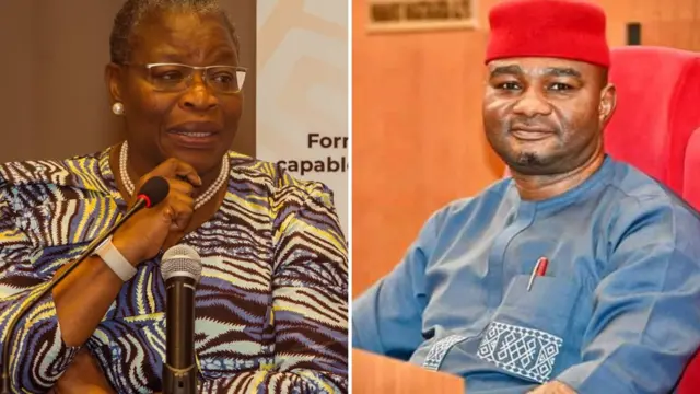 Collage picture of Oby Ezekwesili and Onyekachi Nwebonyi