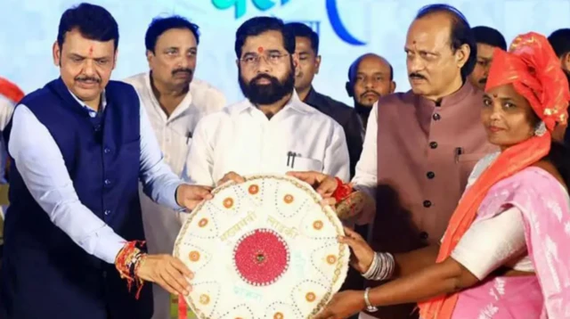 முதலமைச்சர் ஏக்நாத் ஷிண்டே, துணை முதலமைச்சர்கள் தேவேந்திர ஃபட்னாவிஸ், அஜித் பவார் 