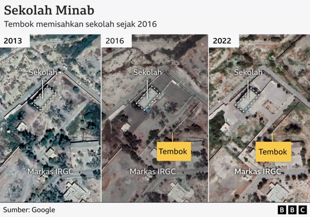 Citra satelit sekolah putri di Minab