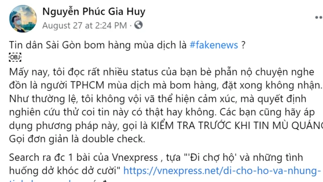 Một status trên Facebook