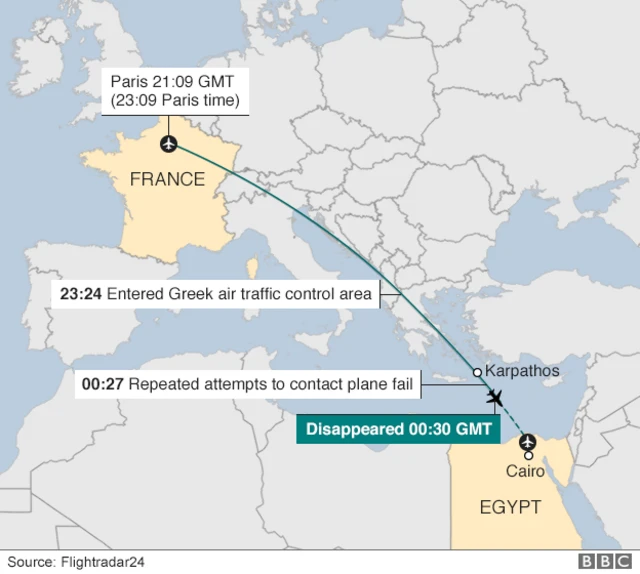 墜落エジプト航空機、地中海で機体発見 - BBCニュース