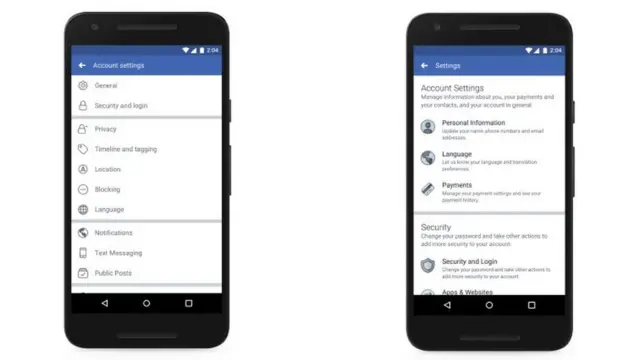 إعدادات فيسبوك