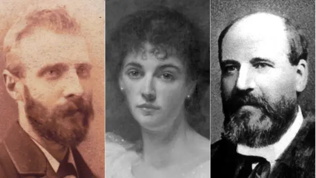 وليام هنري كويليام (يسار) وليدي إيفيلين كوبولد، وروبرت ستانلي