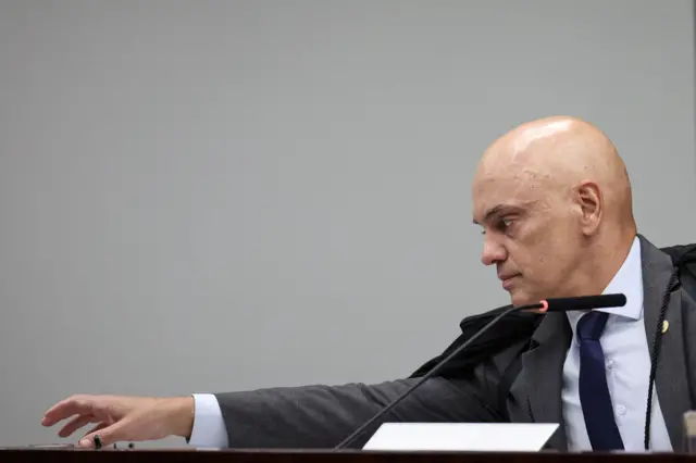 O ministro do STF Alexandre de Moraes durante julgamento do ex-deputado Eduardo Bolsonaro no dia 16 de junho de 2026, em Brasília 