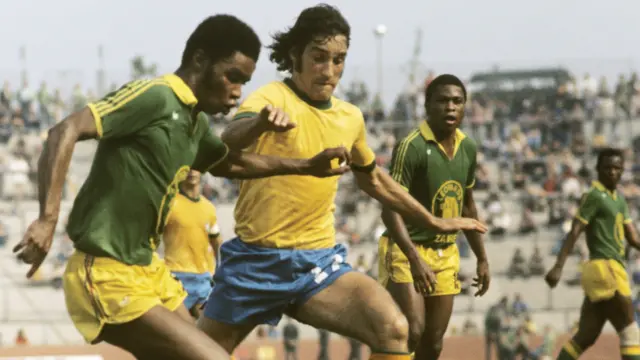 Une image de la Coupe du monde 1974 en Allemagne de l'Ouest, alors que le Zaïre affrontait le Brésil.