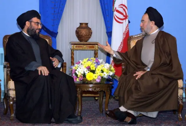 Хасан Насралла Ирандын президенти Мохаммад Хатами менен жолугууда, 2001-жыл