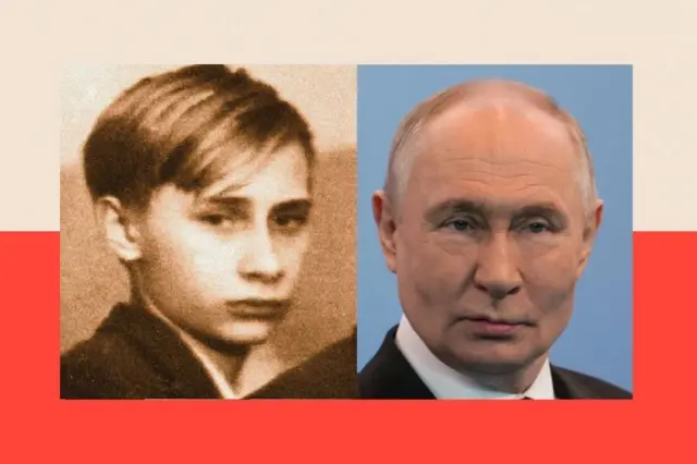 En la foto de la izquierda está el rostro de Vladimir Putin cuando era adolescente. En la foto de la derecha, se le ve de adulto
