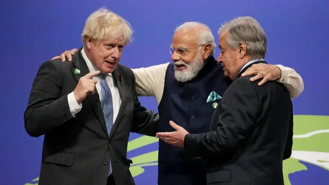 အိန္ဒိယဝန်ကြီးချုပ် မစ္စတာ မိုဒီက ကမ္ဘာ့လူဦးရေရဲ့ ၁၇ ရာခိုင်နှုန်းရှိတဲ့ အိန္ဒိယနိုင်ငံဟာ ကမ္ဘာ့ ရာသီဥတုကို ထိခိုက်စေတဲ့ ဓါတ်ငွေ့ ထုတ်လွှတ်မှု အားလုံးရဲ့ ၅ ရာခိုင်နှုန်းအတွက်သာ တာဝန်ရှိတာကို COP26 အစည်းအဝေးမှာ ထောက်ပြနိုင်ခဲ့