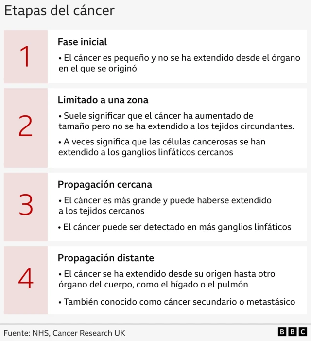 Gráfico de las etapas del cáncer.