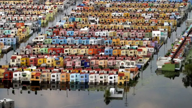 Una inundación en un barrio de Tabasco