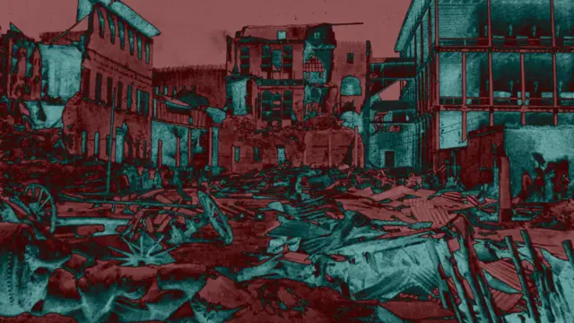 Imagen de escombros en el palacio de Zanzíbar
