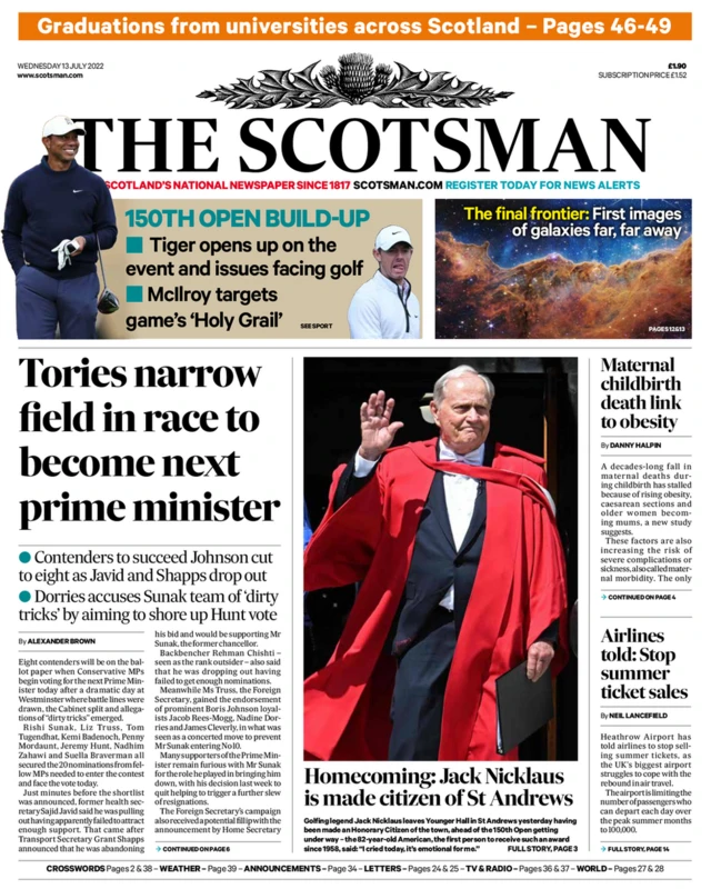 Scotland&rsquo;s papers: Plot to &lsquo;Stop Rishi&rsquo; and cliff fall tragedy