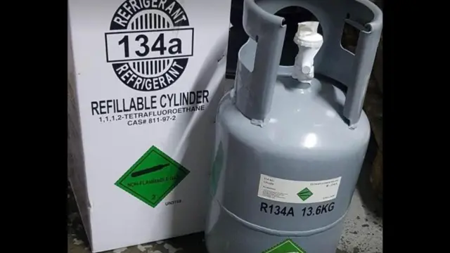 A canister containing HFCs being advertised online