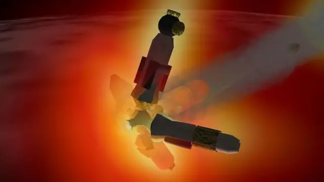 แบบจำลองคอมพิวเตอร์แสดงให้เห็นขณะที่สถานีอวกาศเมียร์ตกกลับสู่บรรยากาศโลกและแตกออกเมื่อปี 2001