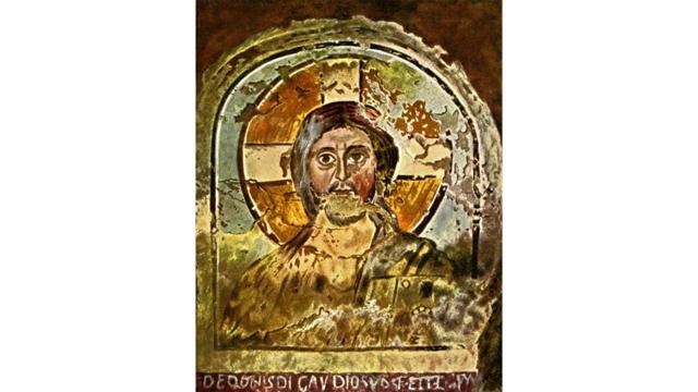 Jesus representado em pintura com auréola cruciforme